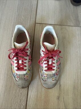 adidas Pink Floral Accent Low-Top Sneakers